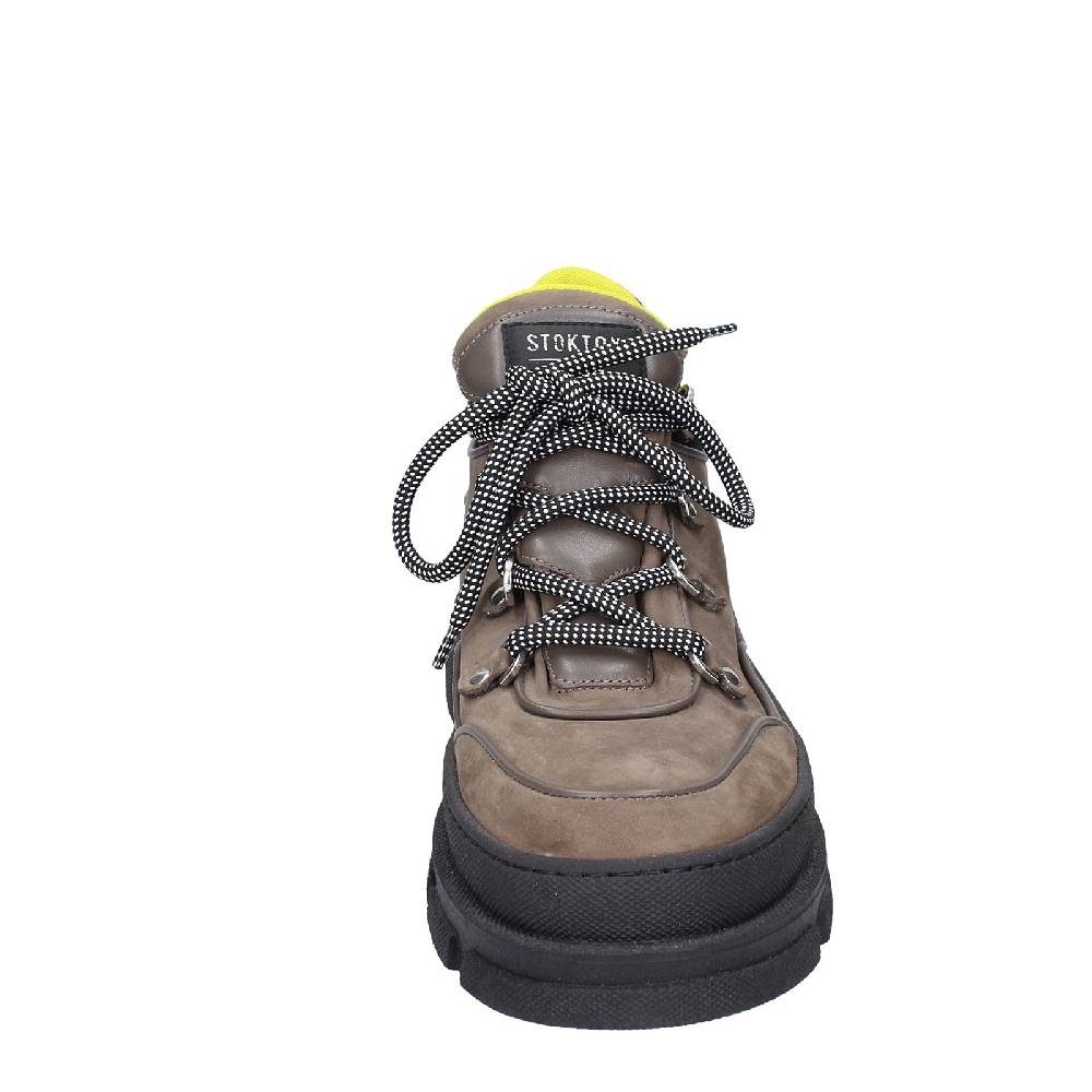 scarpe uomo STOKTON stivaletti beige pelle nabuk nero EX02 Prezzo Ridotto