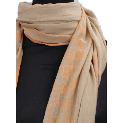 pareo donna NALI' beige cotone arancione AF444 Nuova