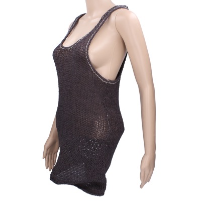 canotta vestito donna INHABIT XS grigio cotone AN675 Nuovo