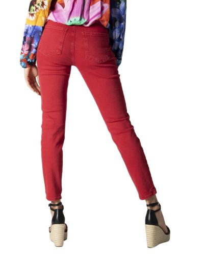 pantaloni donna DESIGUAL 44 rosso cotone CZ38 Sottocosto