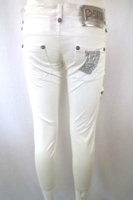pantaloni donna PINKO 42 bianco cotone AR816 In Saldo