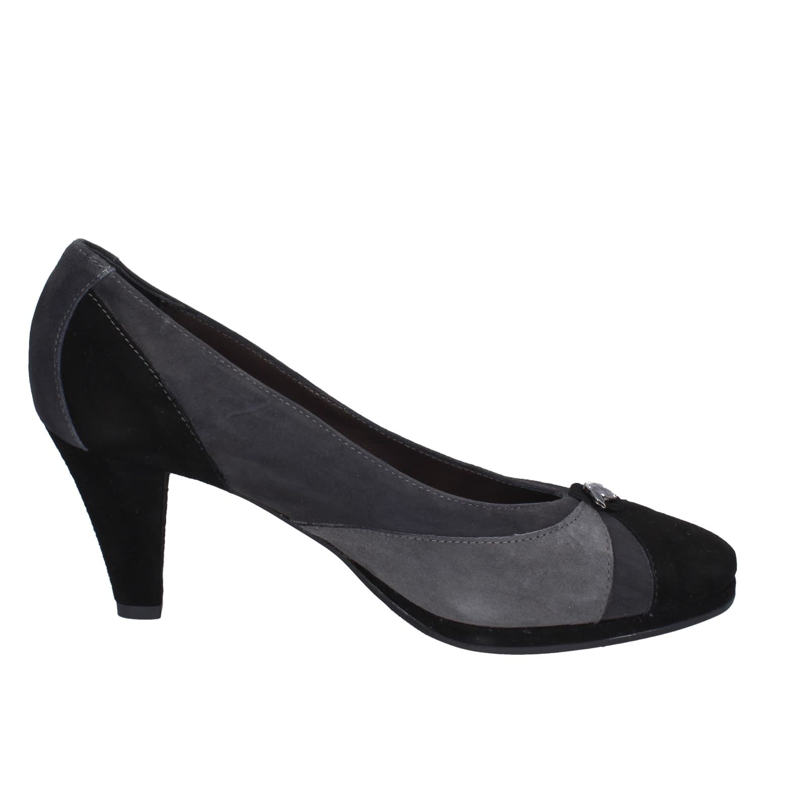 scarpe donna CONFORT decollete nero camoscio grigio EZ369 Negozi Online