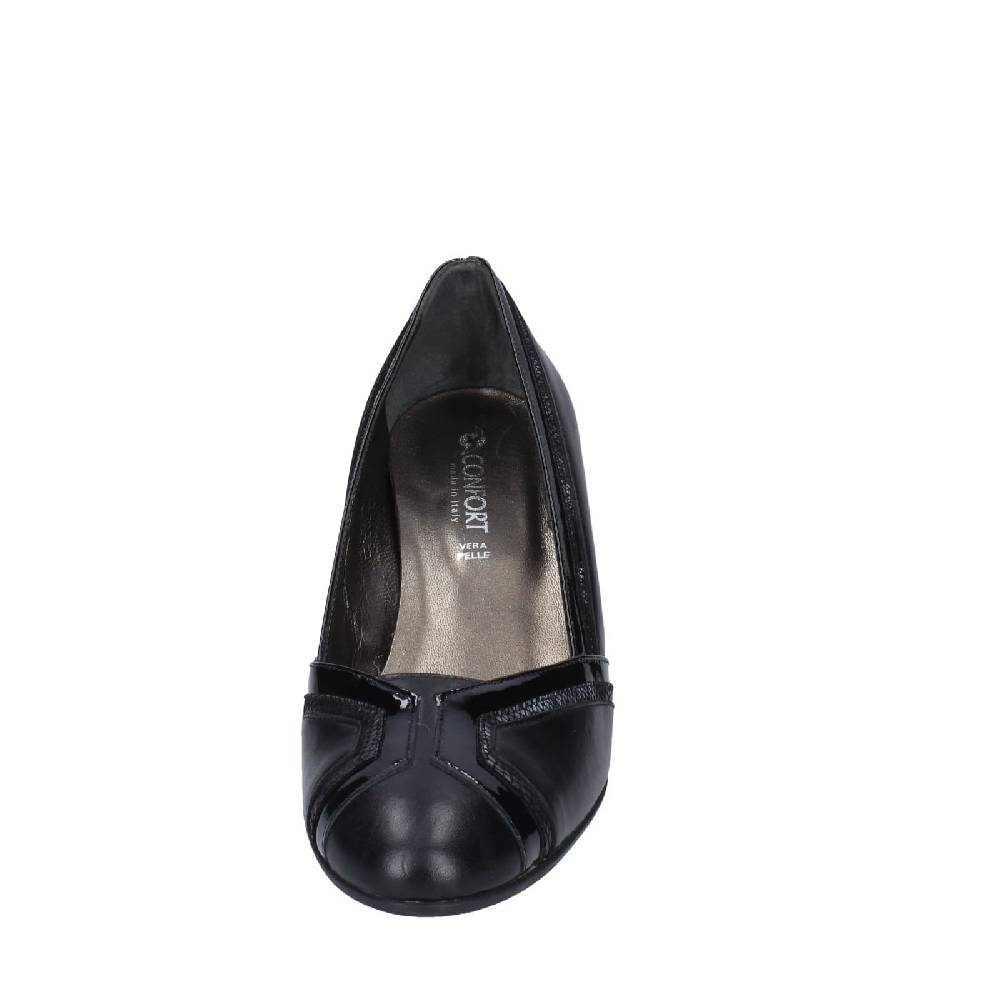 scarpe donna CONFORT decollete nero pelle vernice EZ371 Consegna Veloce