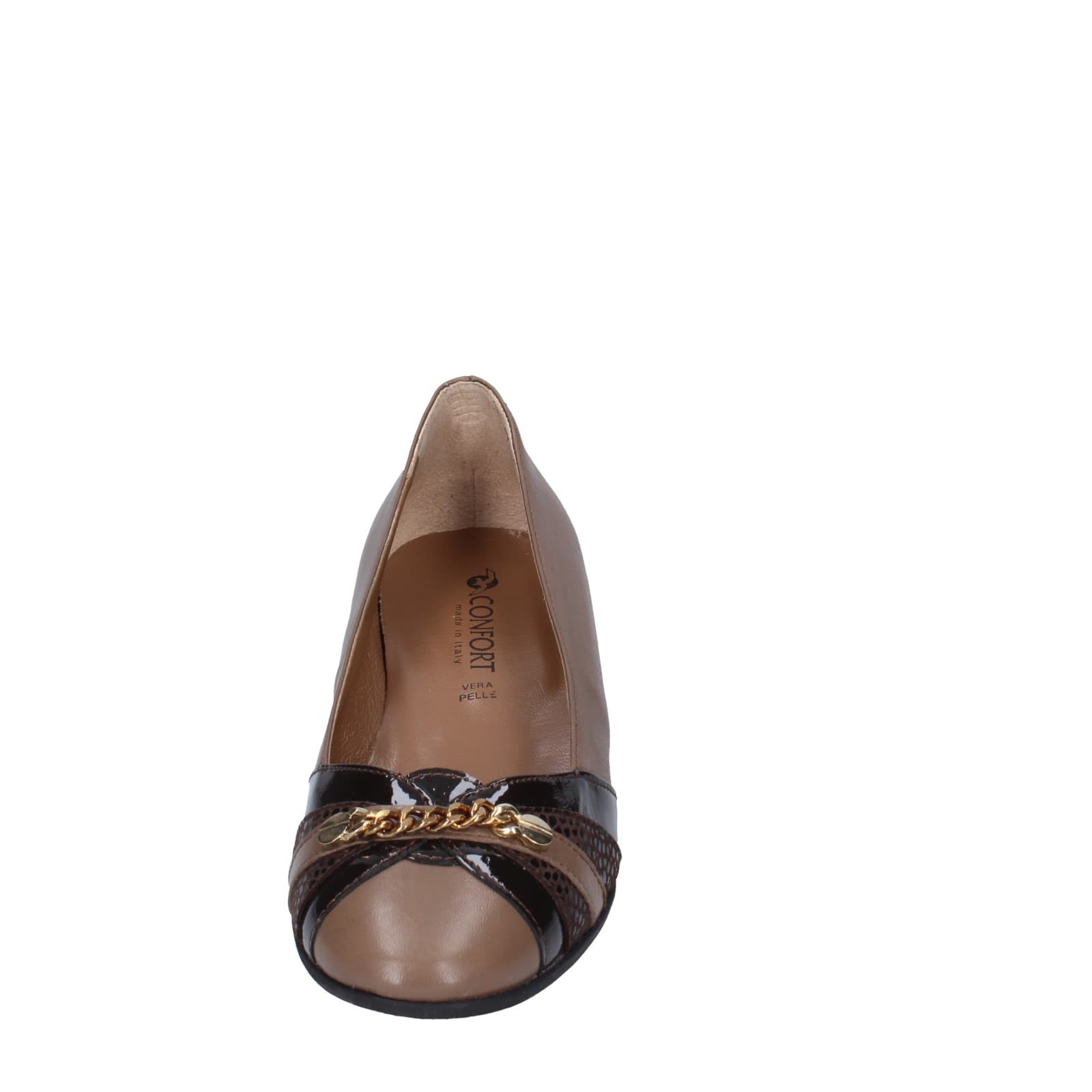 scarpe donna CONFORT decollete marrone pelle EZ392 Promozione Limitata