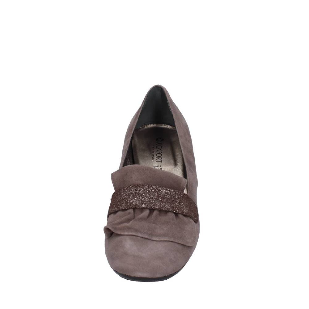 scarpe donna CONFORT decollete marrone camoscio EZ399 Sconto