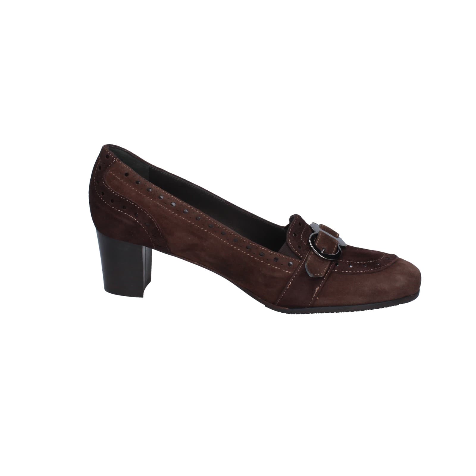 scarpe donna CONFORT decollete marrone camoscio 1607 EZ338 Offerta