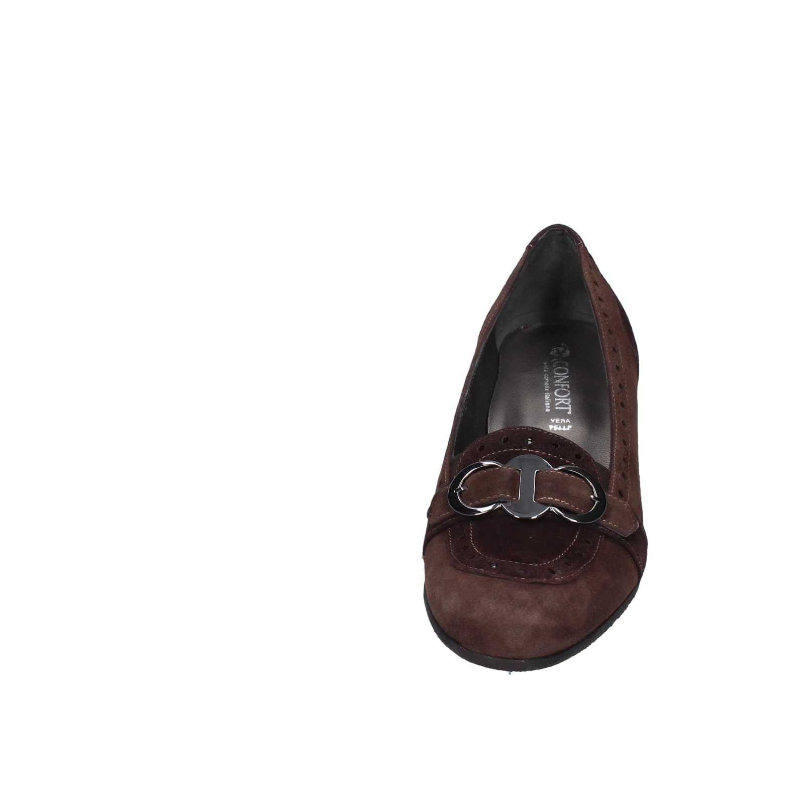 scarpe donna CONFORT decollete marrone camoscio 1607 EZ338 Offerta