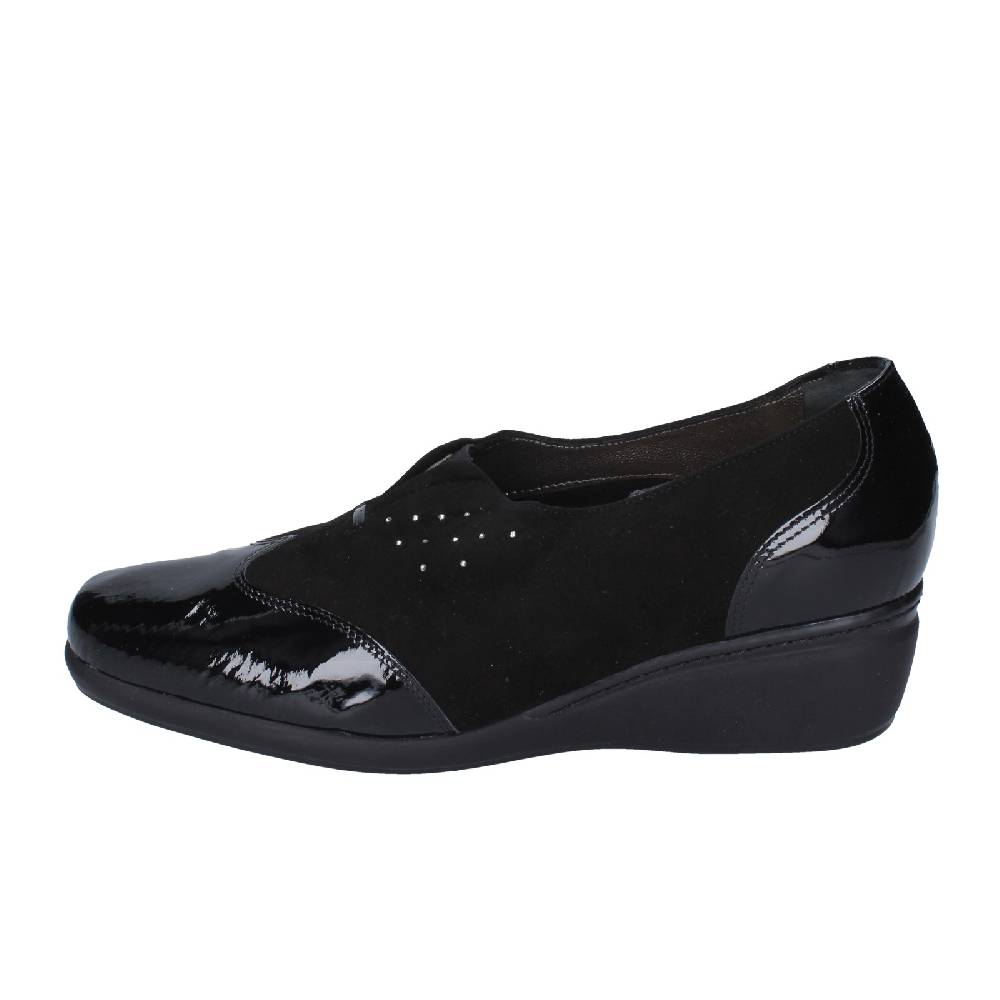 scarpe donna CONFORT decollete nero vernice camoscio EZ330 Outlet