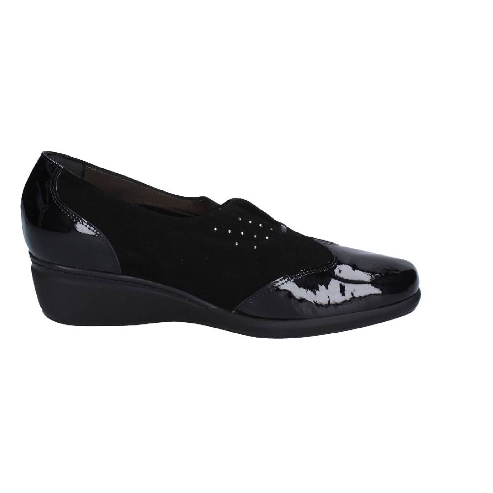 scarpe donna CONFORT decollete nero vernice camoscio EZ330 Outlet