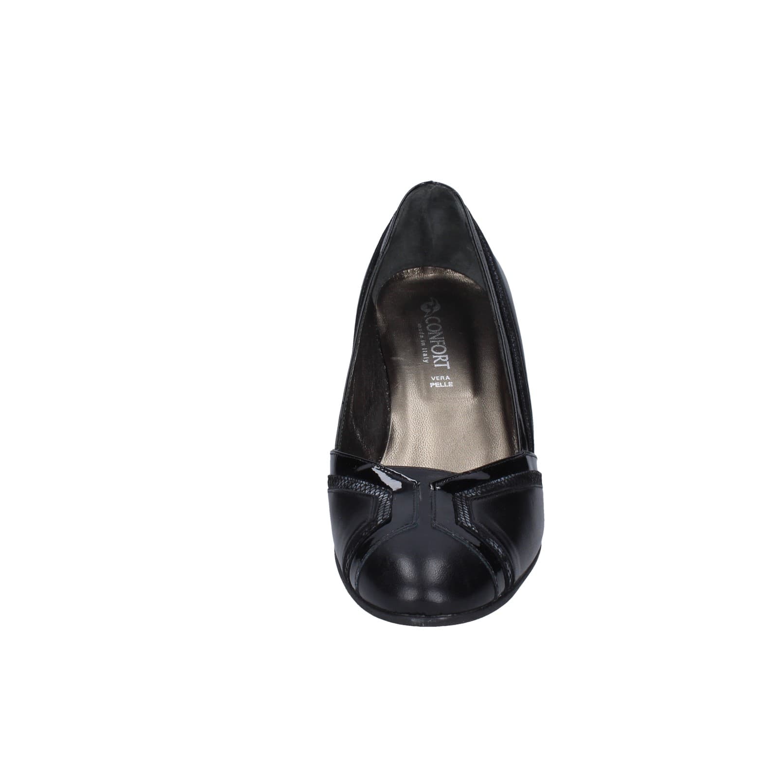 scarpe donna CONFORT decollete nero pelle vernice EZ332 Saldi