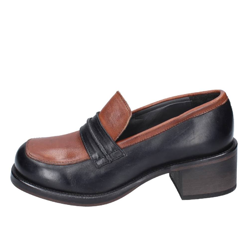 scarpe donna MOMA mocassini marrone pelle nero 72304E EY559 Saldi Di Fabbrica