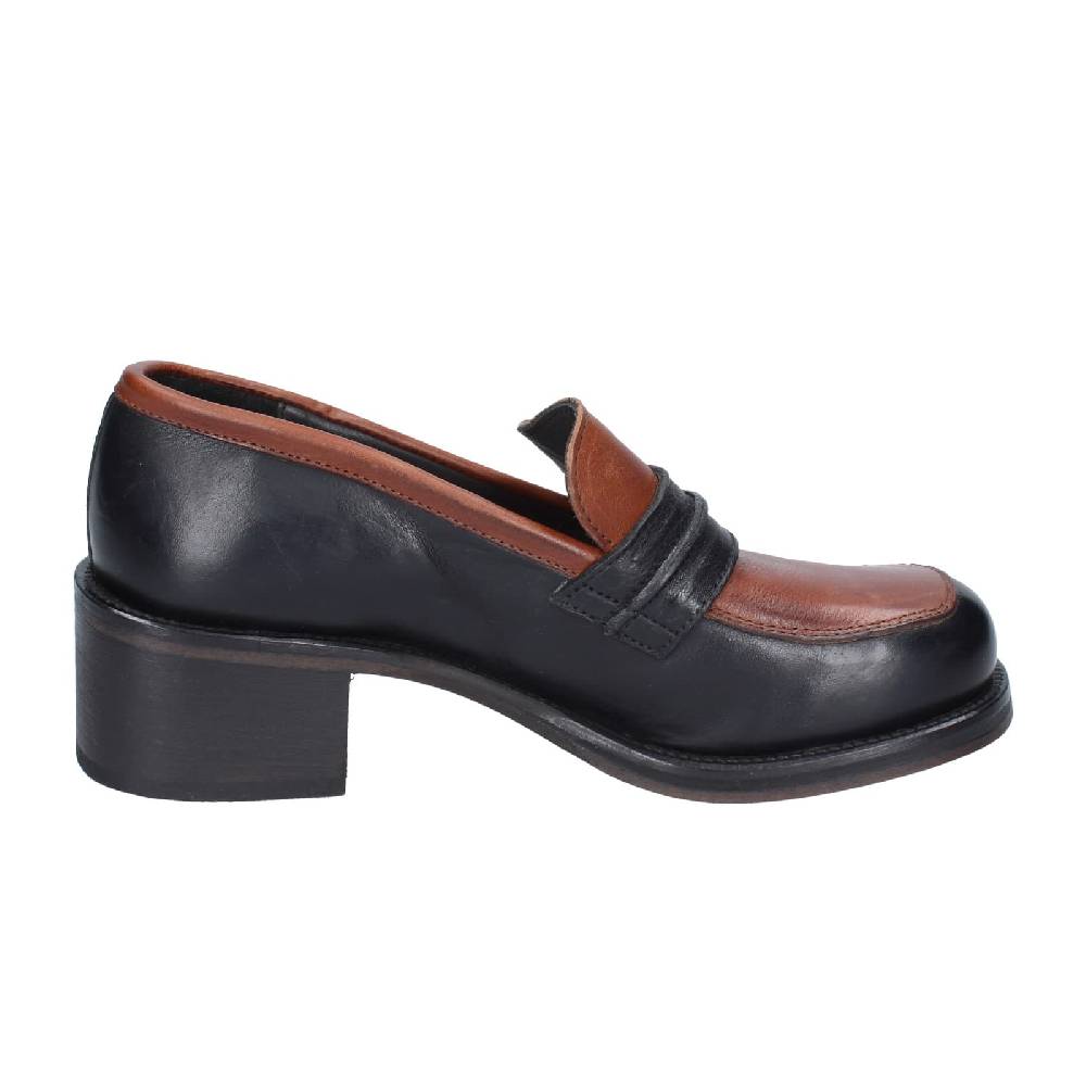 scarpe donna MOMA mocassini marrone pelle nero 72304E EY559 Saldi Di Fabbrica