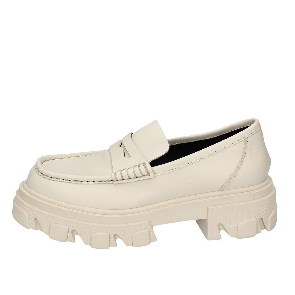 scarpe donna STOKTON mocassini beige pelle EY944 Italia