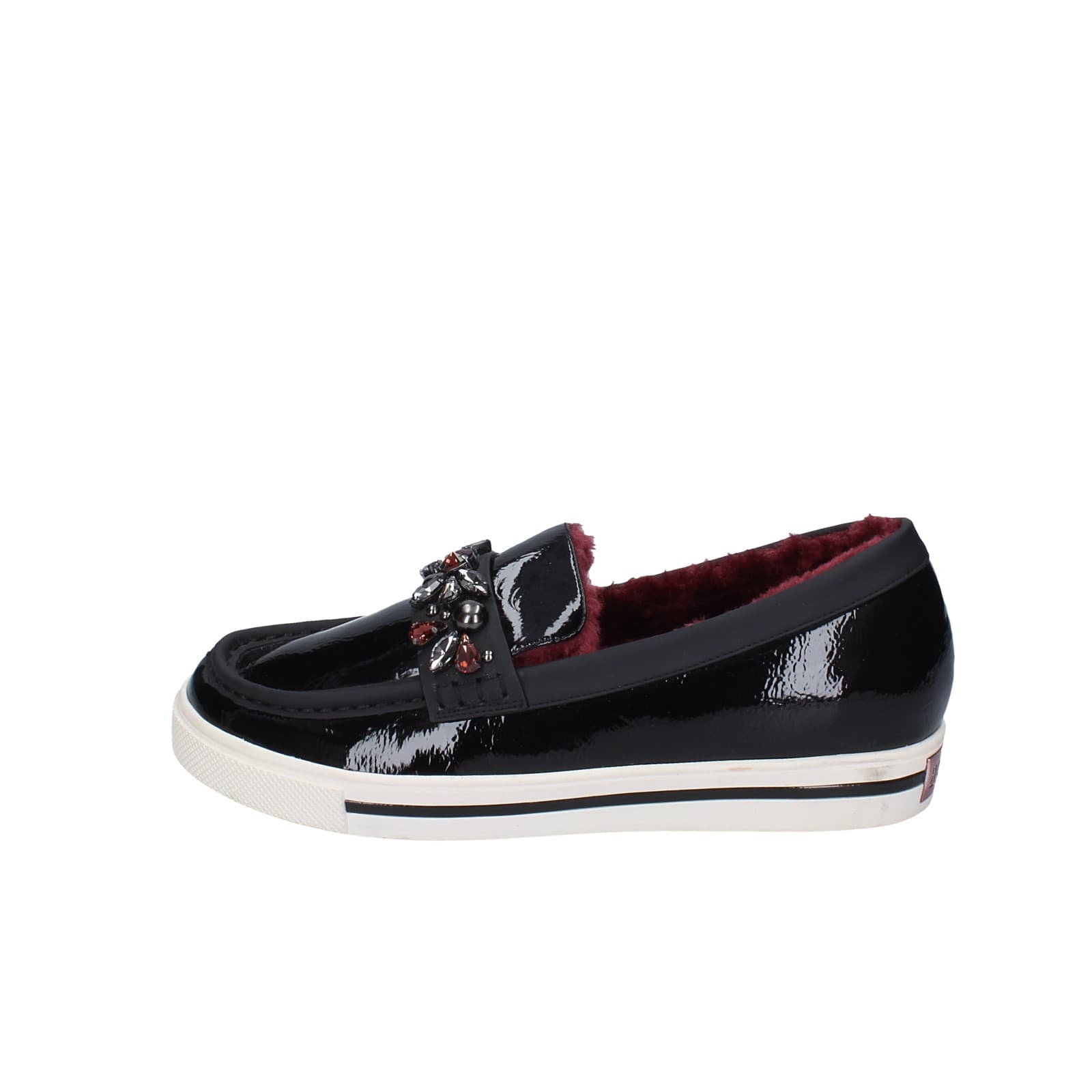 scarpe donna LUCIANO BARACHINI mocassini nero vernice EY169 Spedizione Gratuita