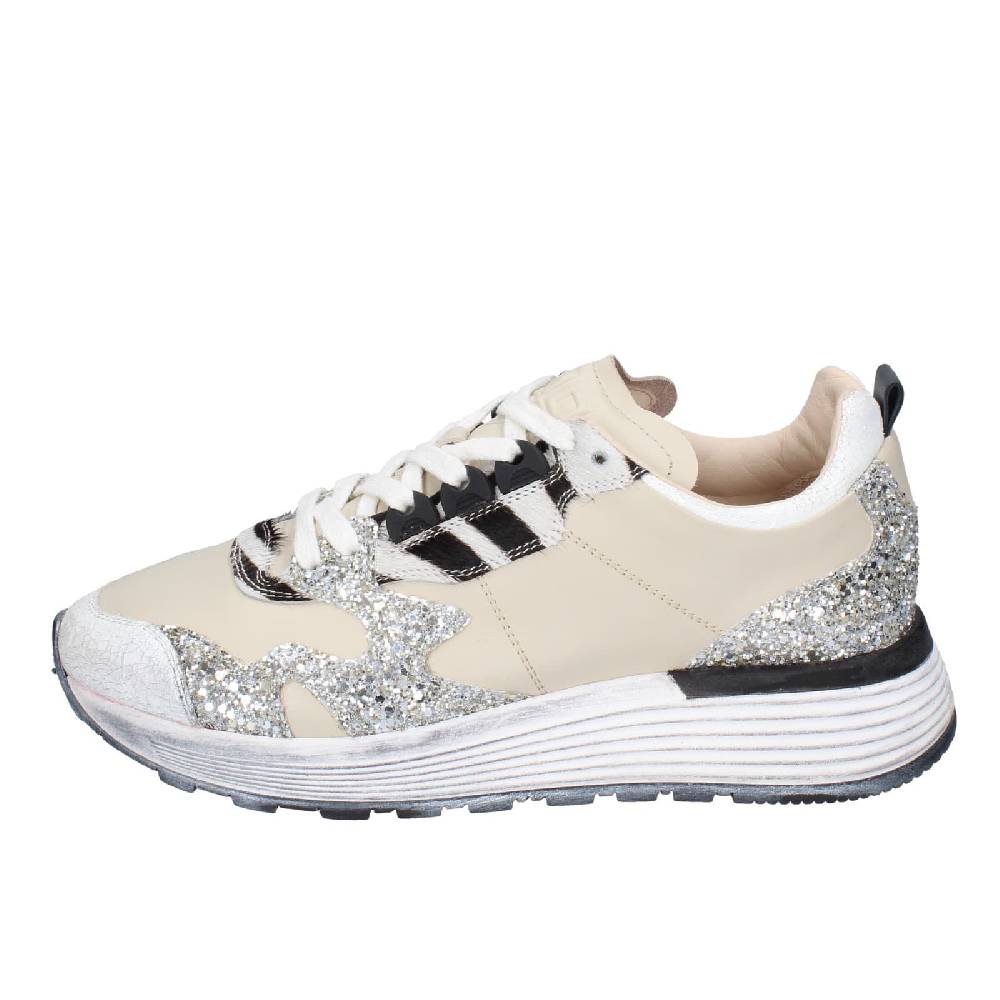 scarpe donna MOMA sneakers beige pelle argento glitter 3AS401 EY558 Acquista Ora