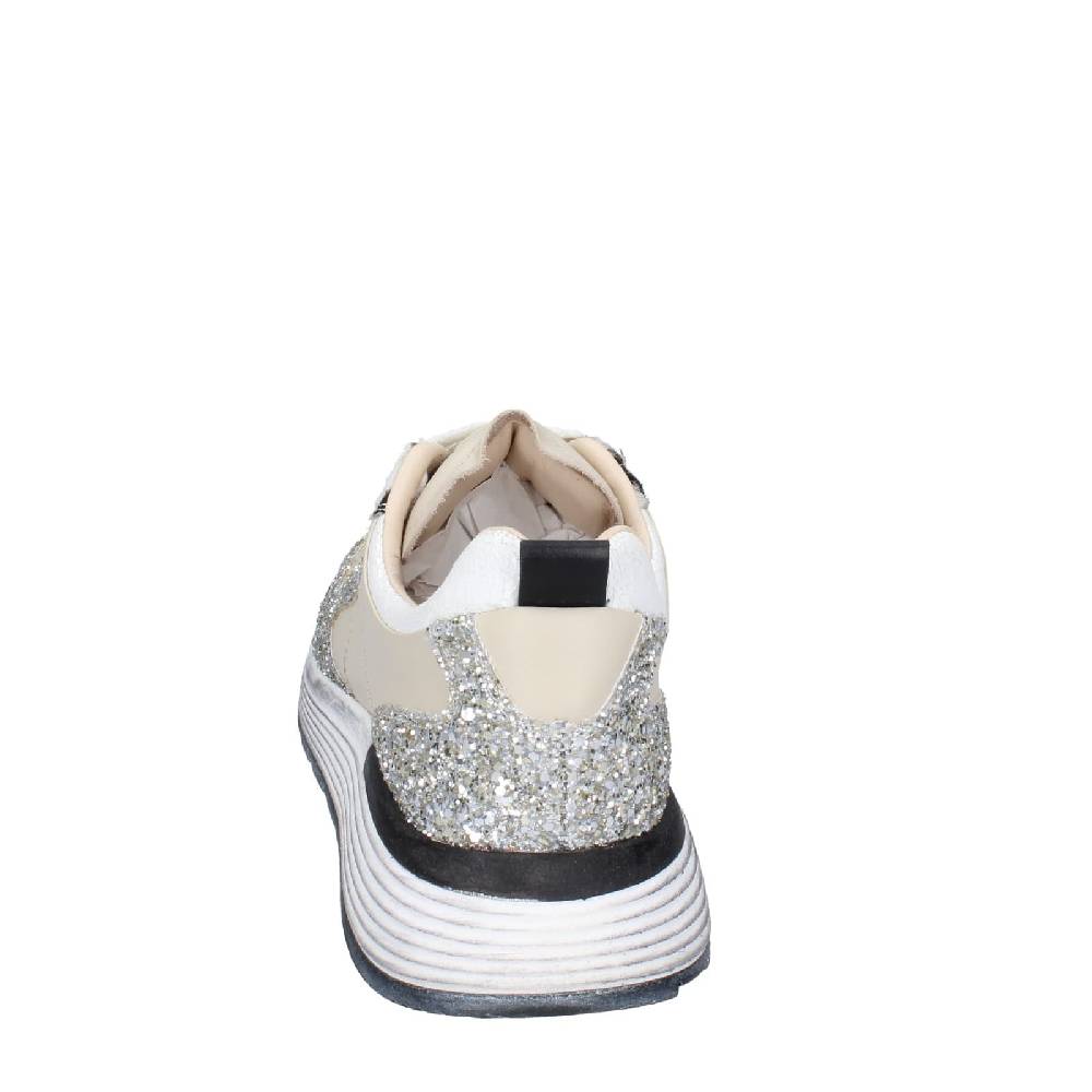 scarpe donna MOMA sneakers beige pelle argento glitter 3AS401 EY558 Acquista Ora