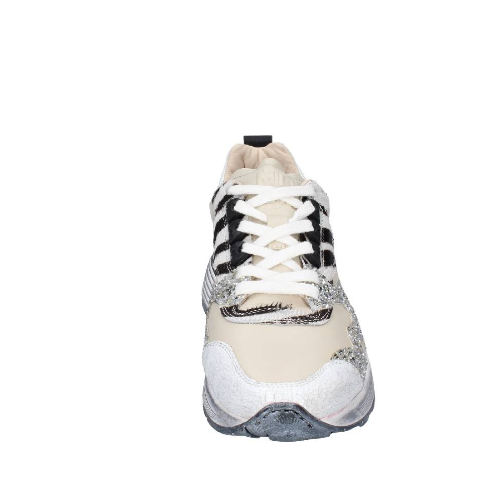 scarpe donna MOMA sneakers beige pelle argento glitter 3AS401 EY558 Acquista Ora