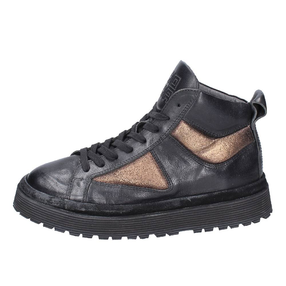 scarpe donna MOMA sneakers nero pelle bronzo 1BW316 EY622 Promozione Limitata