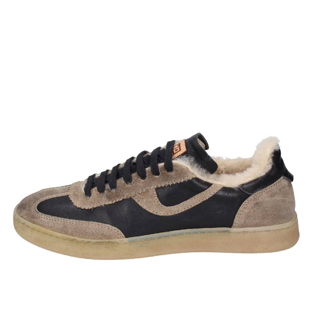 scarpe donna MOMA sneakers nero pelle beige 89301A EY602 Novità