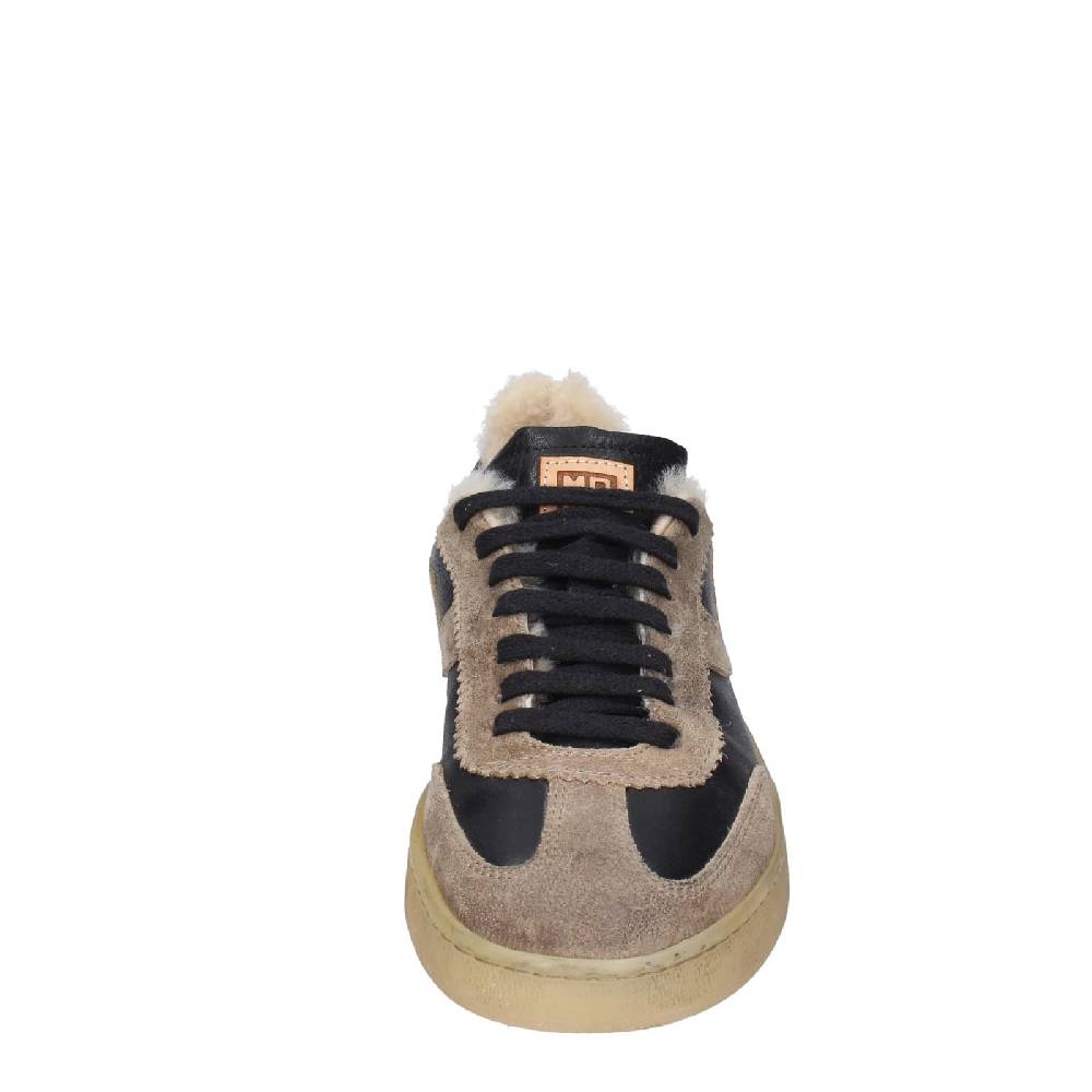scarpe donna MOMA sneakers nero pelle beige 89301A EY602 Novità