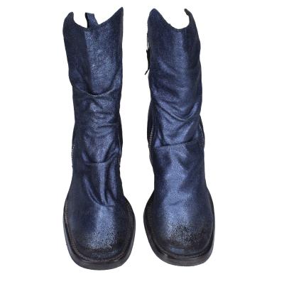scarpe donna MOMA stivaletti blu pelle camoscio 1CW343 VINTAGE BD819 Negozio