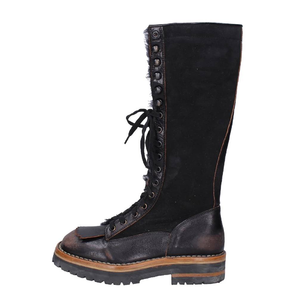 scarpe donna MOMA stivali nero camoscio pelle 81304D-VADO EY495 Sconto