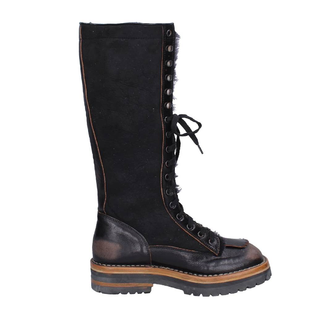 scarpe donna MOMA stivali nero camoscio pelle 81304D-VADO EY495 Sconto
