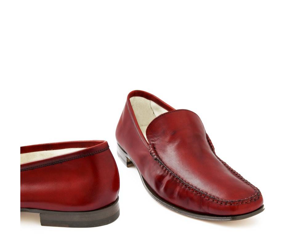 Pakerson MOCASSINO CERRETO PELLE ROSSO BORDEAUX Saldi Di Fabbrica