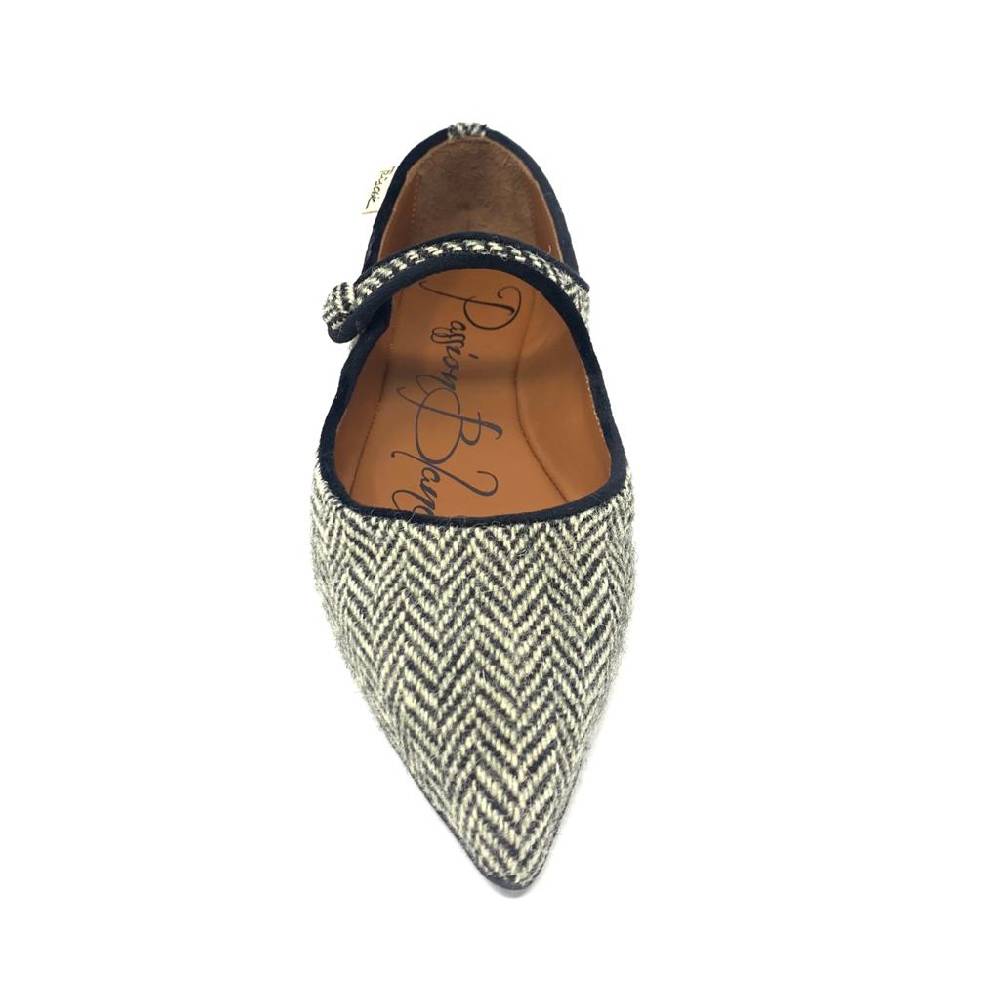 Passion Blanche Sophia Tweed in Lana Bianco-Nera Vendita Calda