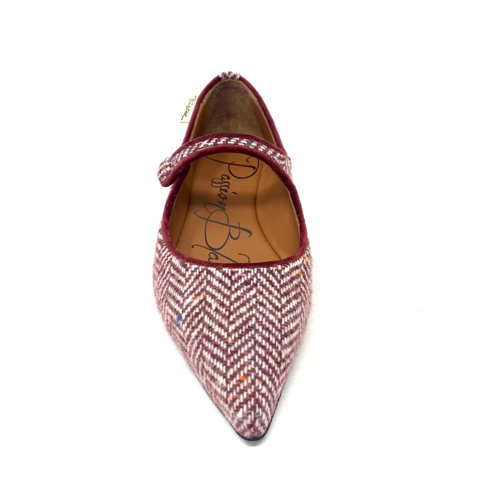 Passion Blanche Sophia Tweed in Lana Bianca-Bordeaux Vendita Economica