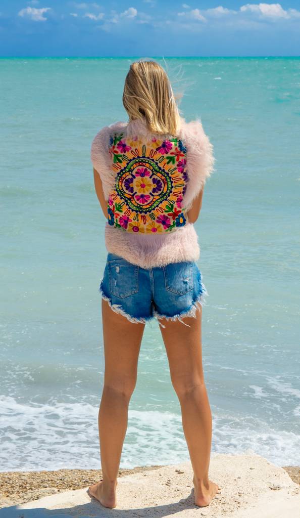Passion Blanche GILET INDIA MONGOLIA ROSA Nuova