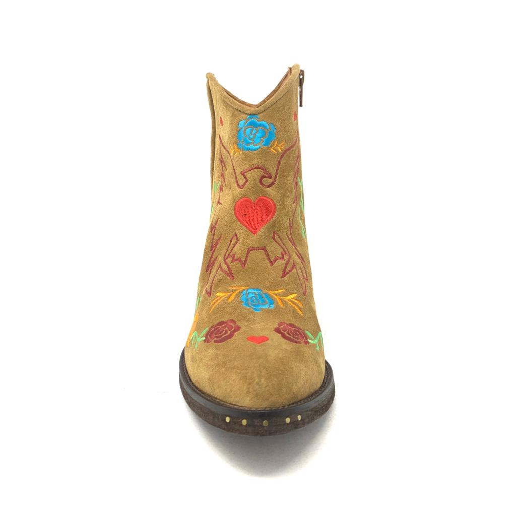 Passion Blanche Texano Scamosciato Cammello + Ricamo Aquila Negozi Online