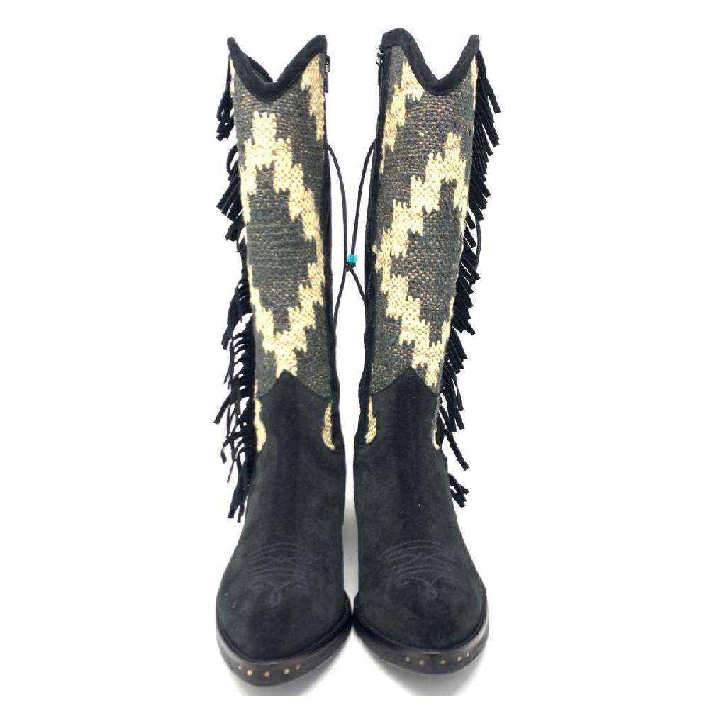 Passion Blanche Texano crosta nera e kilim Suola cuoio Affare Del Giorno