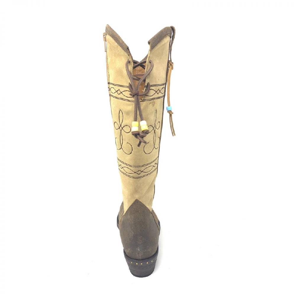 Passion Blanche Texano Flowers pelle vintage cammello + crosta grano e suola in cuoio Outlet