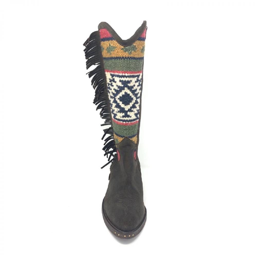 Passion Blanche Texano pelle vintage t.moro + kilim rombo suola in cuoio Vendite Flash