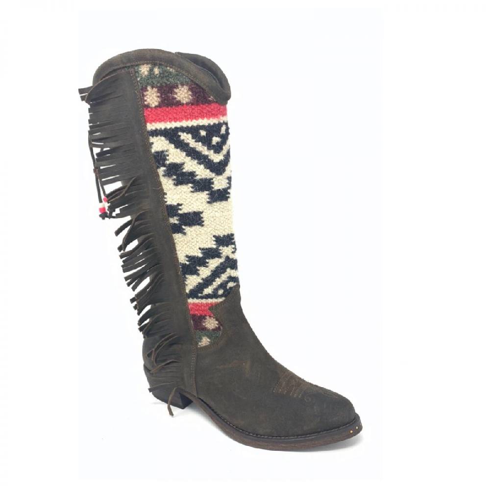 Passion Blanche Texano pelle vintage t.moro + kilim D suola in cuoio Negozio