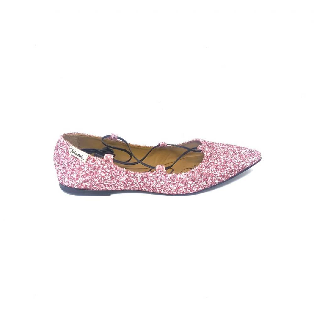 Passion Blanche Flat Shoes SILVIA BERRI “autografata” Glitter Rosa Outlet
