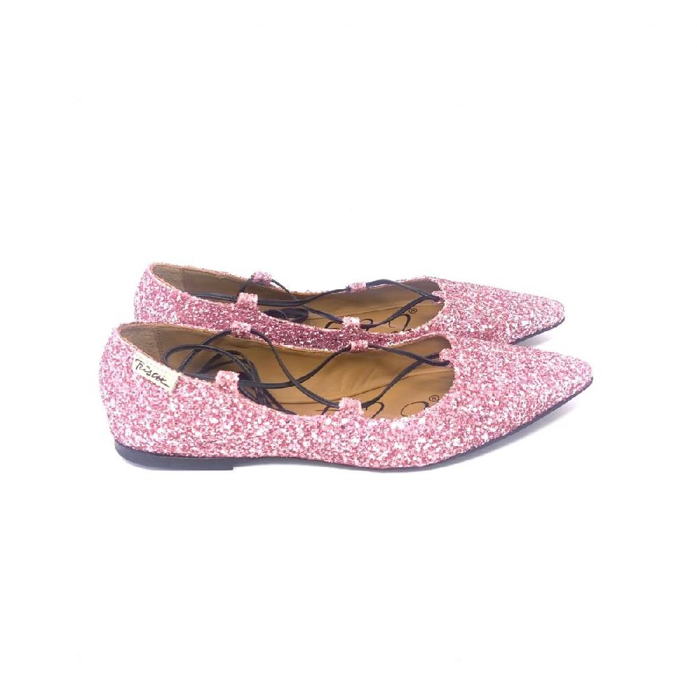 Passion Blanche Flat Shoes SILVIA BERRI “autografata” Glitter Rosa Outlet
