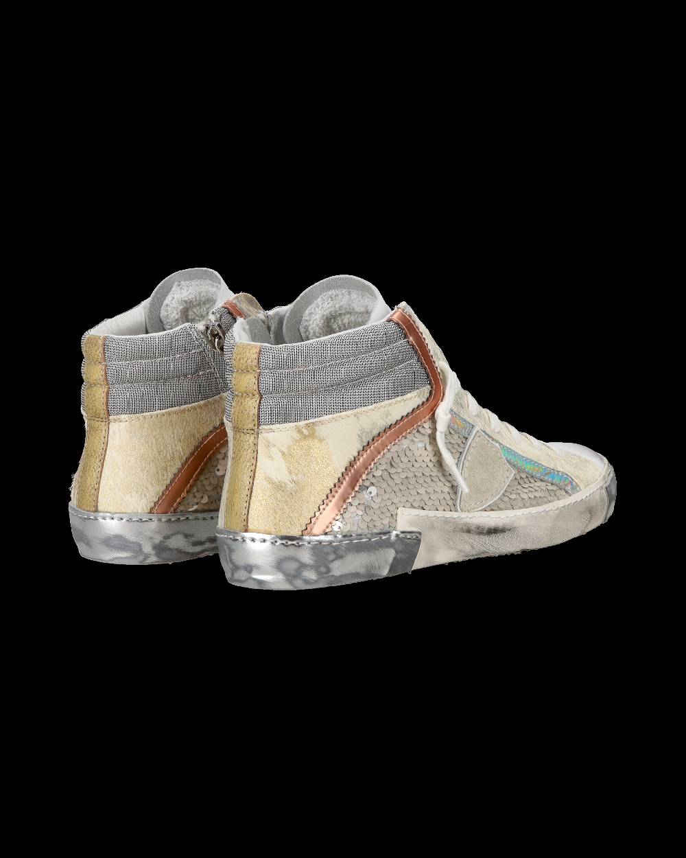 Philippe Model Sneaker casual Prsx da donna in pelle con inserti in paillettes - Bianco Qualità