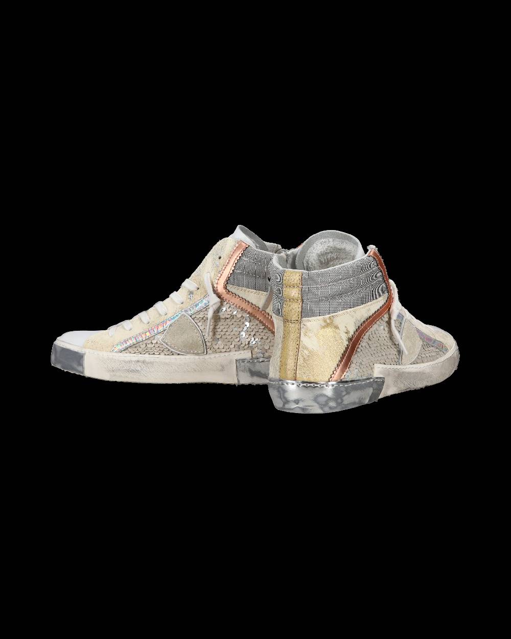Philippe Model Sneaker casual Prsx da donna in pelle con inserti in paillettes - Bianco Qualità