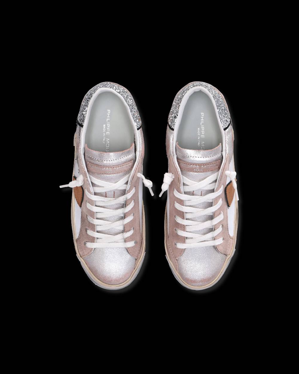Philippe Model Sneaker basse Paris donna - glitter rosa e bianco Offerta