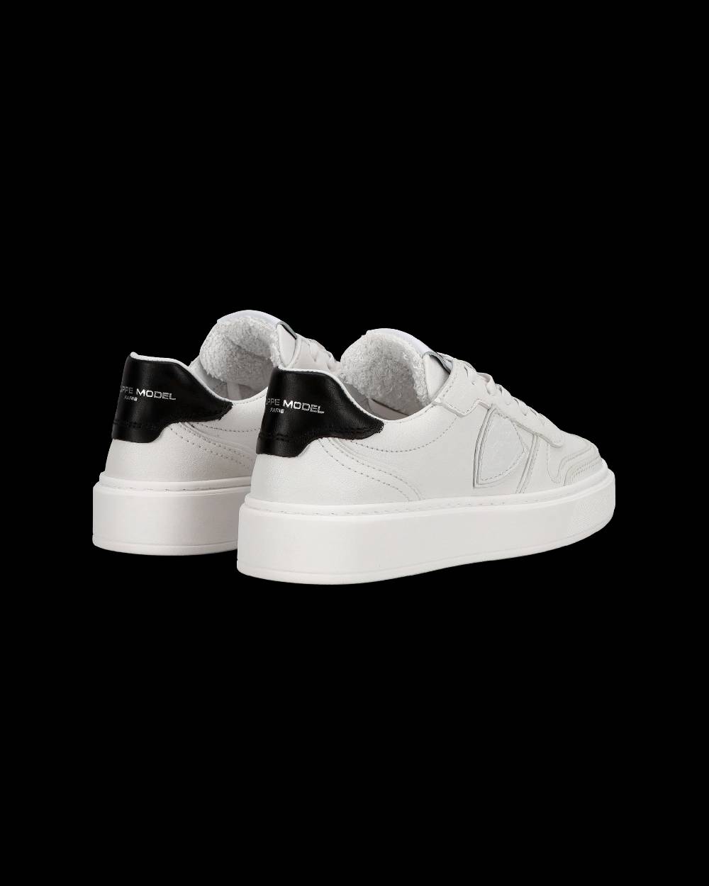 Philippe Model Sneakers basse Nice da Ragazzi in pelle, Bianco Nero In Vendita