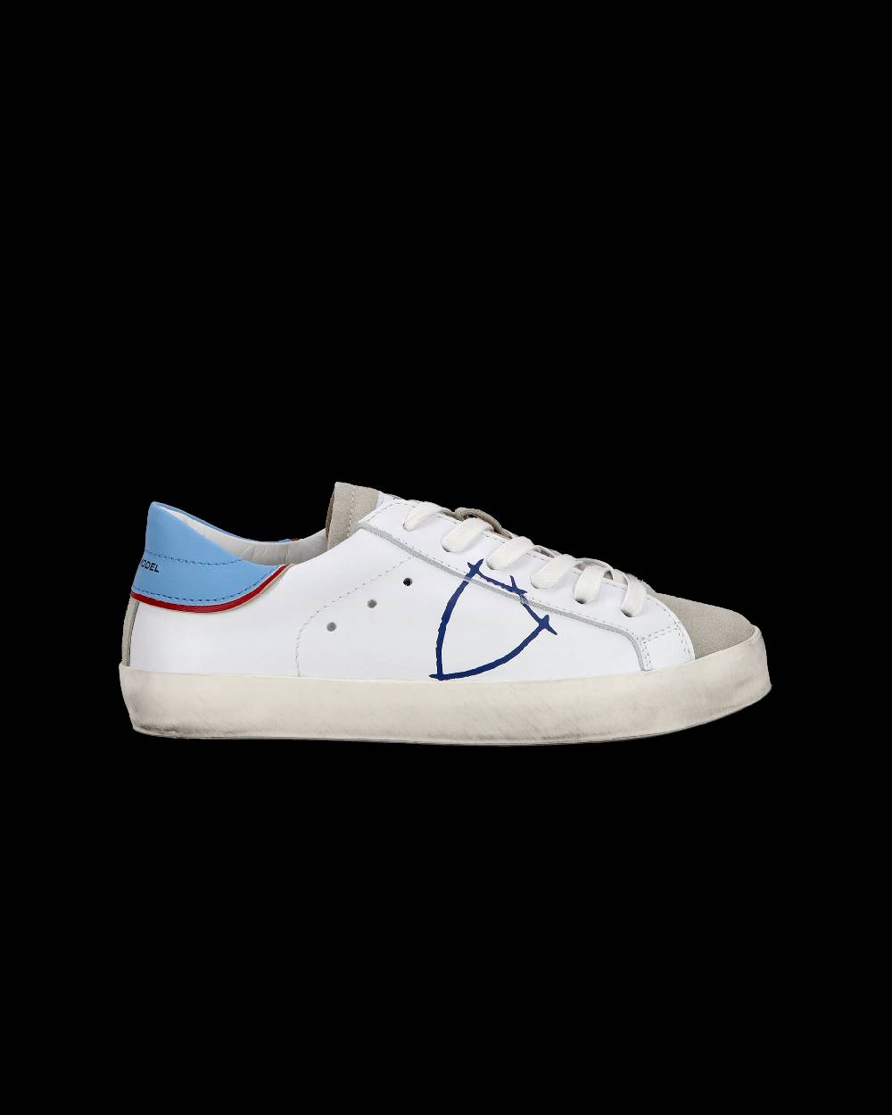 Philippe Model Sneakers basse Paris da Bambino in pelle, Bianco Azzurro Vendita Economica