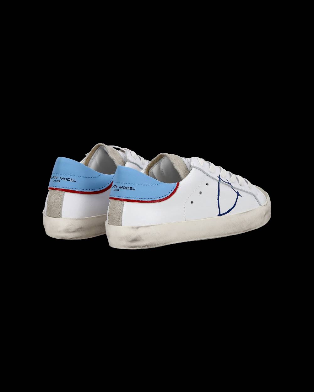 Philippe Model Sneakers basse Paris da Bambino in pelle, Bianco Azzurro Vendita Economica