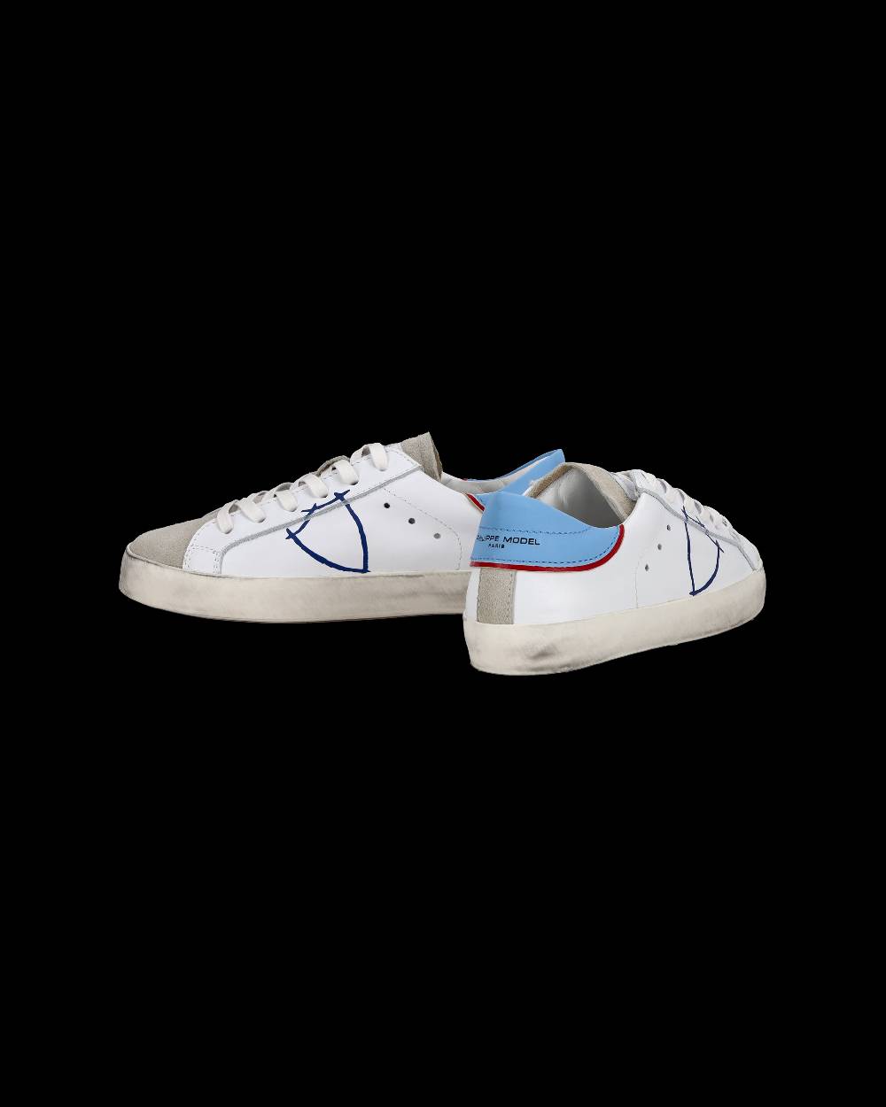 Philippe Model Sneakers basse Paris da Bambino in pelle, Bianco Azzurro Vendita Economica