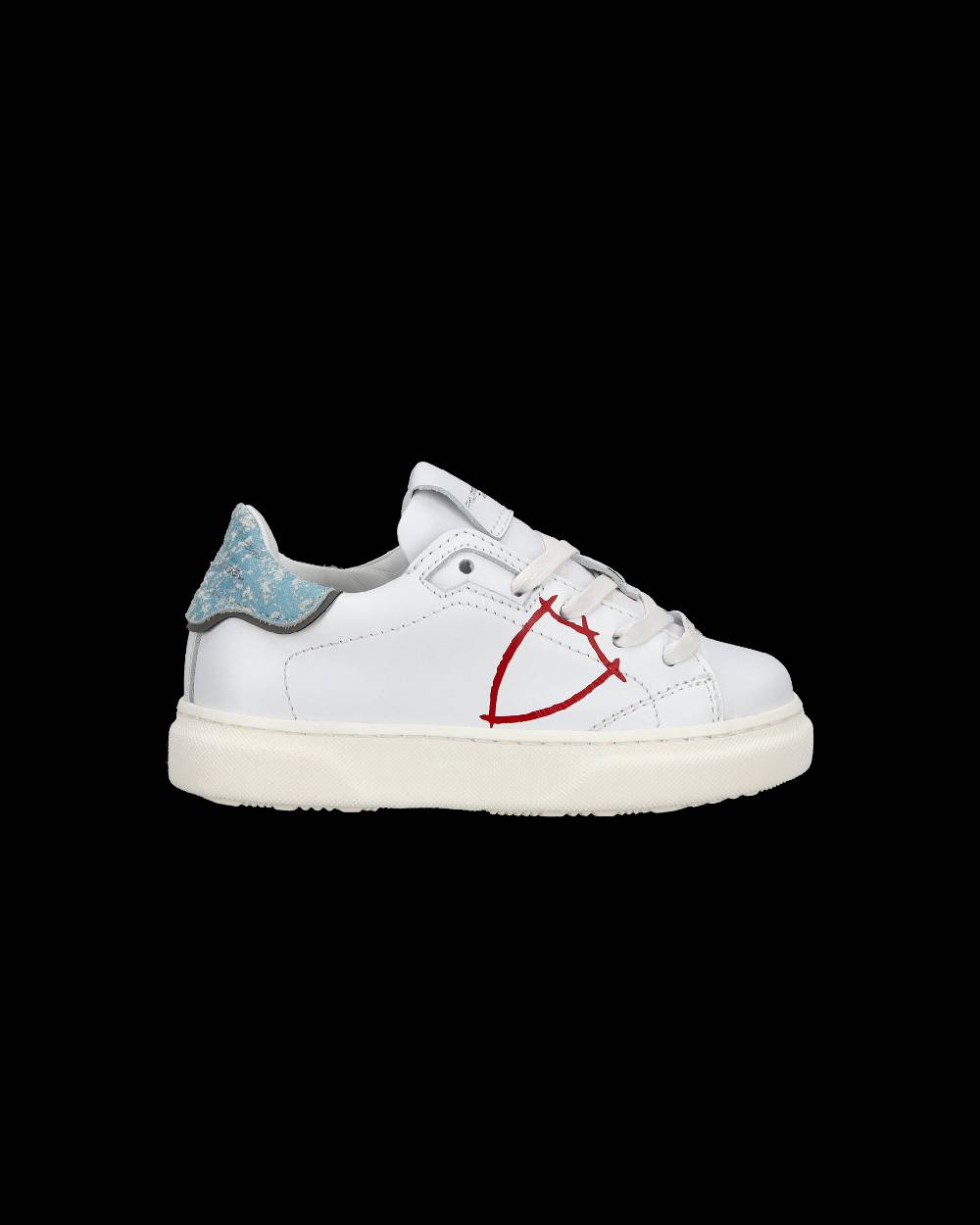 Philippe Model Sneakers basse Temple da Bambino in pelle, Bianco e Blu I Più Venduti