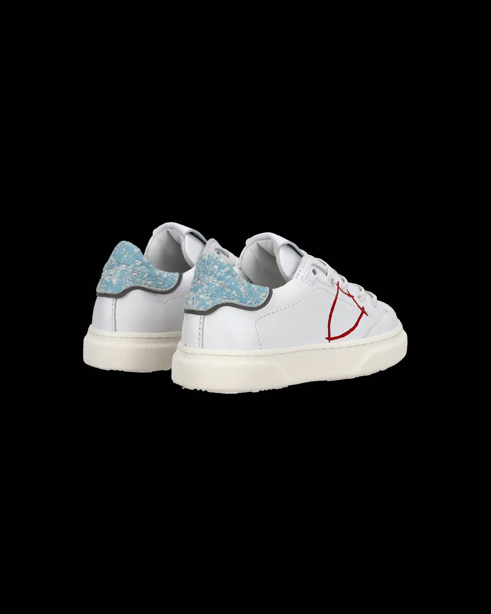 Philippe Model Sneakers basse Temple da Bambino in pelle, Bianco e Blu I Più Venduti