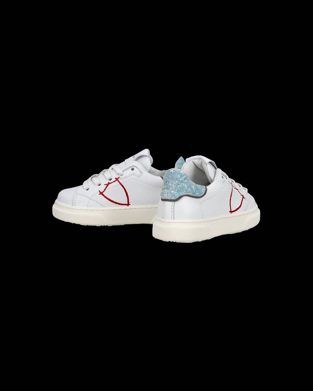 Philippe Model Sneakers basse Temple da Bambino in pelle, Bianco e Blu I Più Venduti