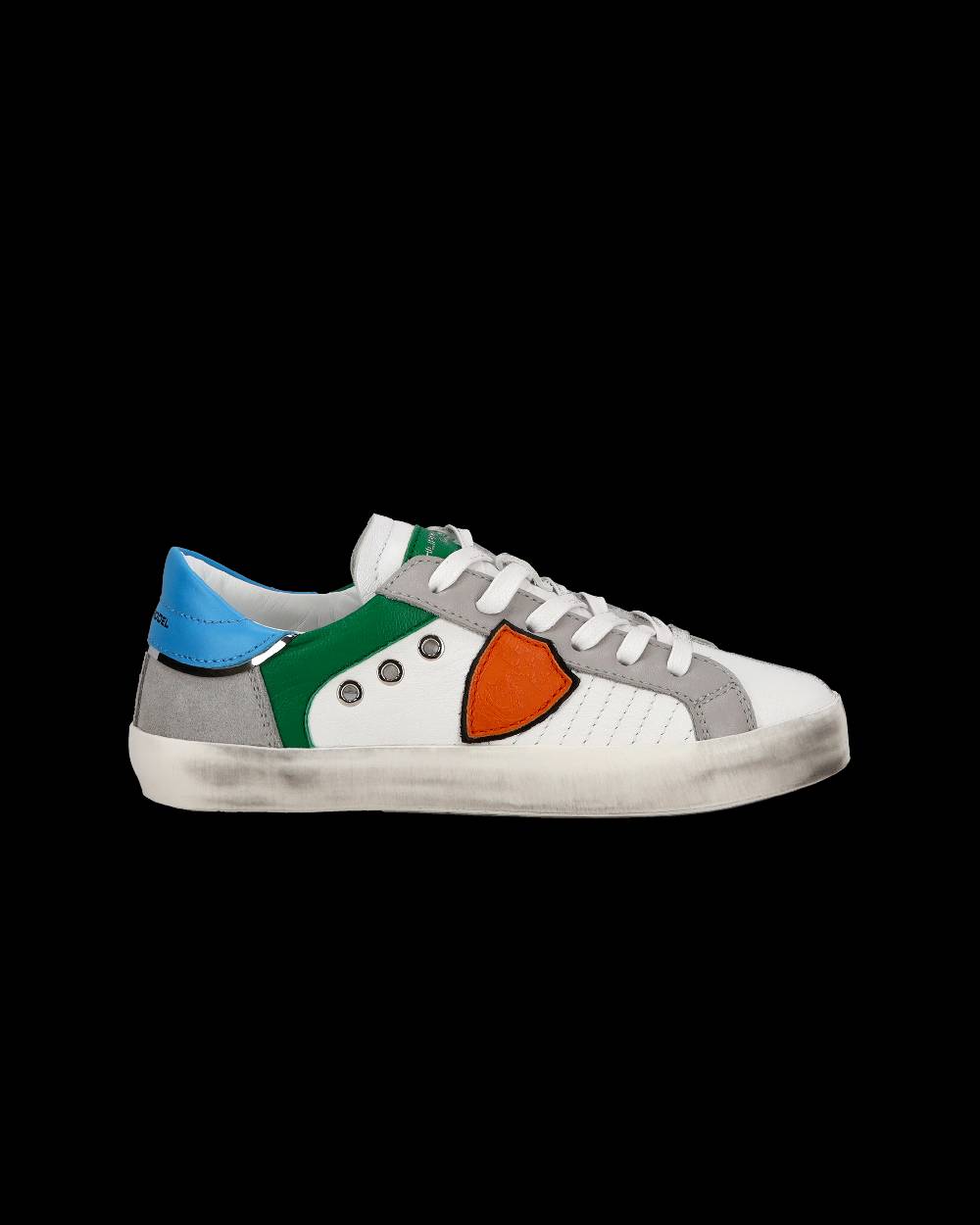 Philippe Model Sneakers Paris basse da Ragazzo in pelle, Bianco Verde Negozio