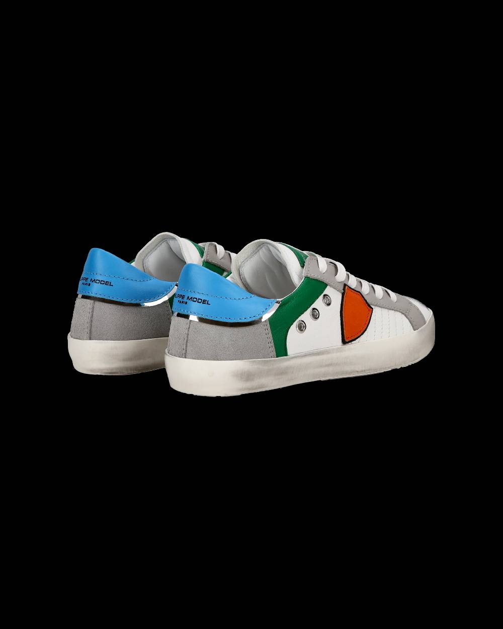 Philippe Model Sneakers Paris basse da Ragazzo in pelle, Bianco Verde Negozio
